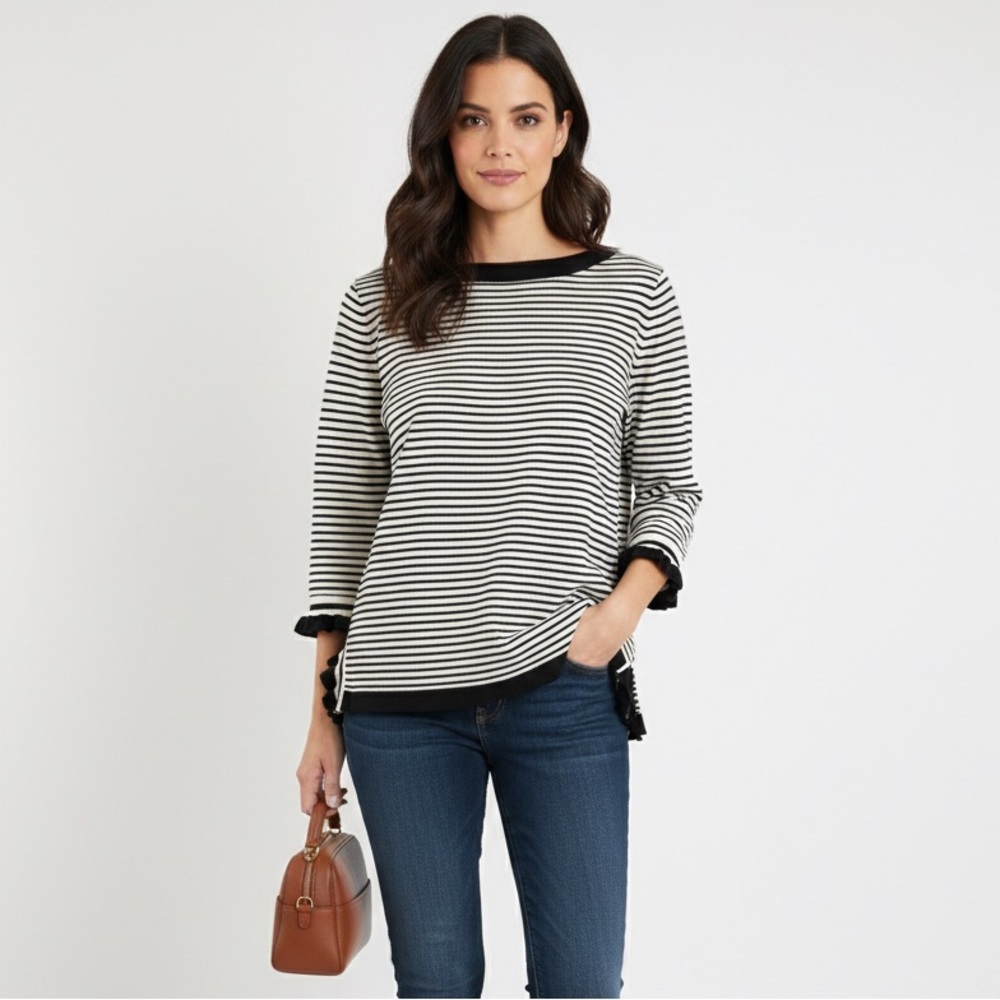 Lauren Ralph Lauren Striped Boatneck Top Size Medium Preppy Sweater Coastal